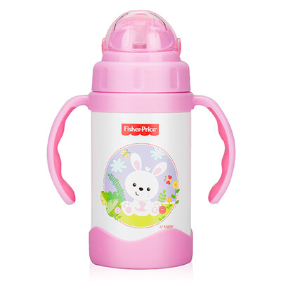 

Fisher-Price cups cigarettes cigarettes cups men and women baby double handle stainless steel cups 300ML pink
