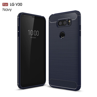 

Fivice LG V30 case Luxury brushed carbon fiber TPU soft shell