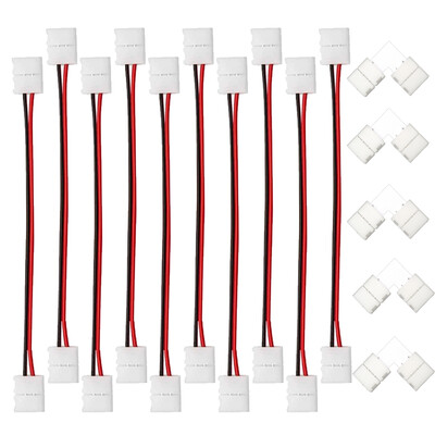 

ZDM 10PCS 810mm 2 Pin Both Ends PCB Connector Cable with 5PCS L Type Monochr LED Strip Connector