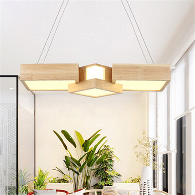 

Baycheer HL487597 Modern White Lighting Suqare 36W Acrylic Lampshade 3 Light Wooden Chandelier
