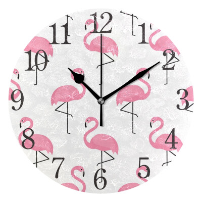 

Wall Clock Arabic Numerals Design Flamingo Pink Round