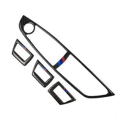 

Carbon Fiber Window Lifting Frame Cover Trim Sticker Car Interior Window Switch Frame Door Bowl Cover Trim Sticker For BMW F10 5 S