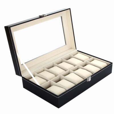 

612 Grid Leather Watch Display Show Case Box Jewelry Collection Storage Organizer Holder Home Decoration