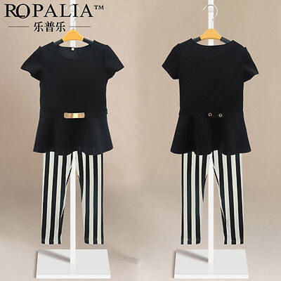 

3 pzas Bebé Niña Camiseta Manga CortaPantalónCorrea Set Ropa Niños Verano