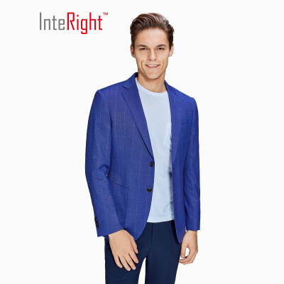 

INTERIGHT suit mens self-cultivation business casual single western jacket small checkered dark blue L code 17592A