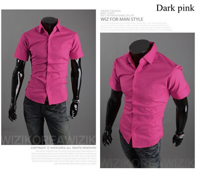 

New 2015 Summer British Shirt Mens Slim Fit Man Short Sleeve Shirts Mens Clothing Slim Casual shirts 17 Coloe 5 Size