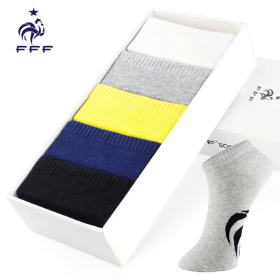 

FFF French cock male boat socks male hygroscopic wicking short cotton socks pure color mix&match all 5 pairs of equipment 4001