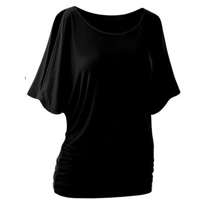 

2018 Summer Fashion Women Crossover candy color T-shirt Famale Batwing dolman Sleeve casual Loose T-shirt Drape Top