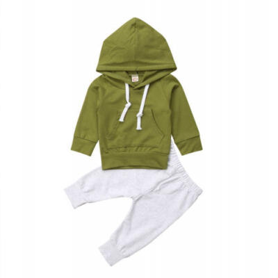 

Newborn Infant Baby Boy Hooded Tops Sweatshirt Long Pants 2Pcs Outfits Clothes