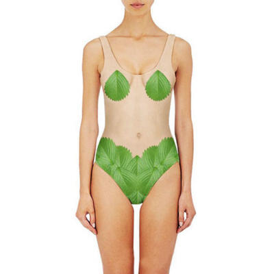 

Funny Swimsuit Nake Print One Piece Hairy Man Sexy Woman Summer Swimwear Bathing