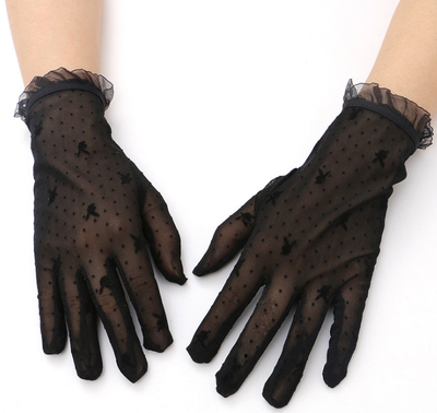 

Summer lace slim short sunscreen sports gloves female all refers to anti UV outdoor driving gloves