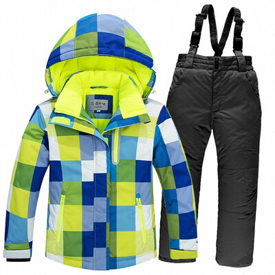 

degrees 2018 Children Ski Suit Set Thick Waterproof Teenage Girl Boy Cold-proof Outdoor Clothes Windproof Winter Suits Kids