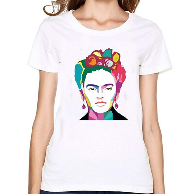 

Drovion Womens White Frida Kahlo T-Shirt