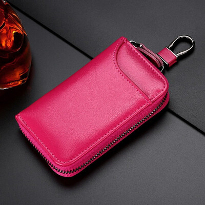 

Large-capacity zipper car key bag for mens waist hangs leather card bag for women multi-functional fashion key button