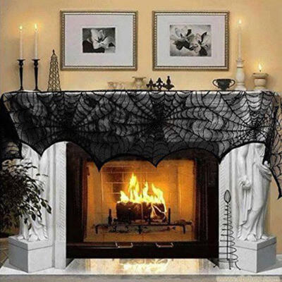 

Halloween Spider Round Web Tablecloth Topper Cover Fireplace Table Decor Gifts