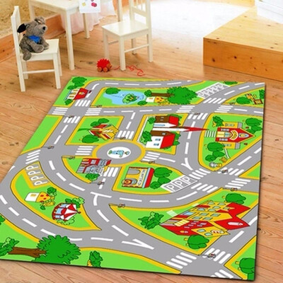 

HUAHOO Kids Rug with Roads Kids Rug Play mat City Street Map Children Learning Carpet Play Carpet