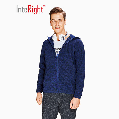 

INTERIGHT sweater mens autumn&winter hooded sports casual jacket double-sided fleece sweater dark blue M