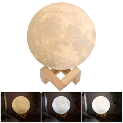 

9cm10cm12cm14cm15cm18cm Diameter PLA USB Rechargeable 3D Printing Moon Light 23-Colors Dimmable Touch Sensor Control Luna Ni