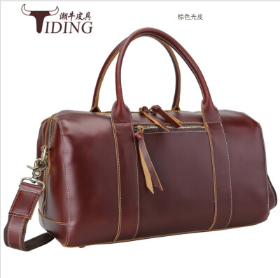 

Baigio Mens Brown Vintage Leather Laptop Gym Sports Weekend Duffel Bags