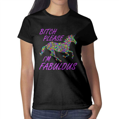 

Geometric Rainbow Unicorn Womens Black t Shirts Personalised Pretty Women Cotton Tshirts