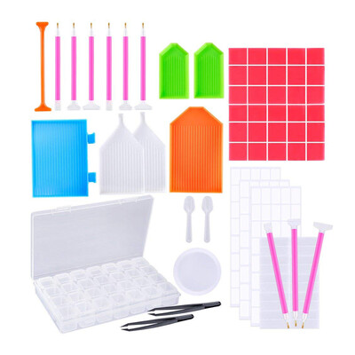 

UpperX 75pcs 5D DIY Diamond Painting Cross Stitch Tool Set Including Styles Diamond Stitch Pen Tweezers Glue Tray&so on