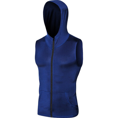 

Cap Hoodie Soccer Compression Fitness T-Shirt Gym Sportswear Men Running Sleeveless Jacket