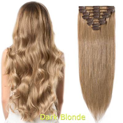 

40-60cm 8pcsset 1618202224" 100 human Hair Extensions Natural Straight Clip In Hair Extentions Soft Reusable