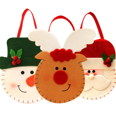 

UpperX 3 Pcs Christmas Gift Bag Handle Candy Box Home Market Storage Bag Portable Display Supplies Santa Claus Elk Snowman