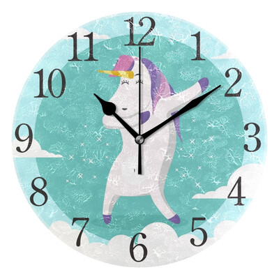 

Wall Clock Smile Unicorn Doing Movement Round Wall Clock Arabic Numerals Design