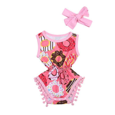 

Newborn Infant Baby Girls Outfit Clothes Romper Jumpsuit BodysuitHeadband Set