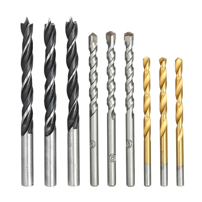

9PCS Multi-purpose Wood Drill Bits High Speed Drills Masonry Drill Bit Carbon Steel Wood Hole Drilling Tool Bit Set Round Shank Wo