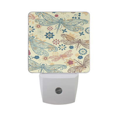 

ALAZA LED Night Light With Smart Dusk To Dawn SensorColorful Dragonfly Plug In Night Light