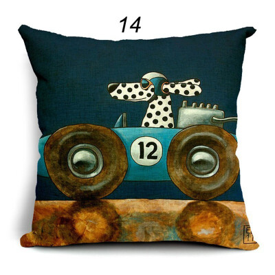 

Hot Sale Pillow Lovely Cartoon Dog Driving Car Vintage Almofadas 45X45CM Linen Pillow Decorative Linen Cushion Cover