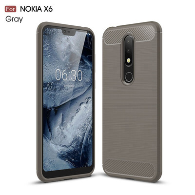 

Fivice Nokia X6 case Luxury brushed carbon fiber TPU soft shell