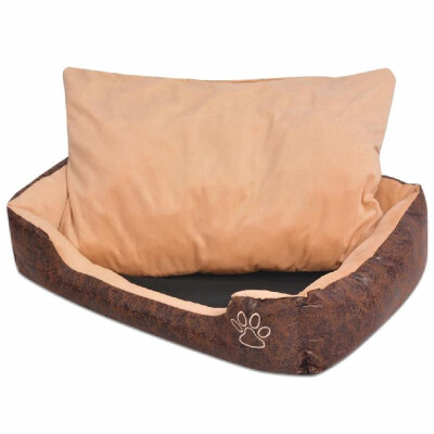 

Dog bed with cushion Artificial leather PU Size  Brown