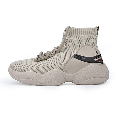 

Beige White Black New 2018 Designer Casual Breathable Shoes Men High Top Quality Fashion Luxury Flat Male Sneakers G077