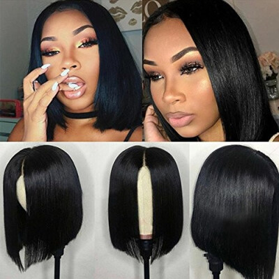 

Full Lace Wigs Bob Glueless Short Silky Straight Brazilian Human Hair Full Lace Wigs with Baby Hair for Women Middle Part