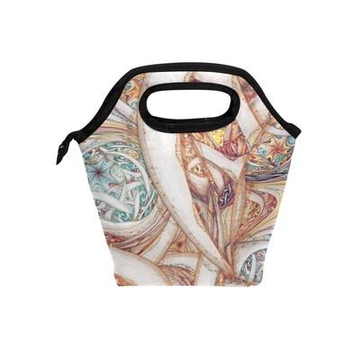 

Insulated Lunch Tote Bag Mystery Pattern Travel Picnic Lunch Handbags Portable Zipper Lunch Bag Box