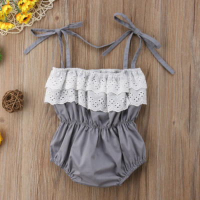 

UK Stock Newborn Baby Girl Lace Romper Jumpsuit Bodysuit Outfits Summer Clothes