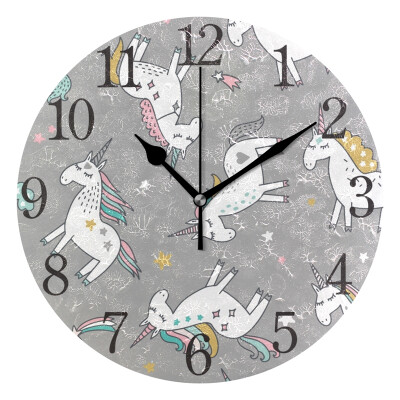 

Wall Clock Unicorn Pattern Round Wall Clock Arabic Numerals Design