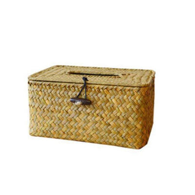 

UpperX Bathroom Accessory Tissue Box Algae Rattan Manual Woven Toilet Living Room Creativity Tissue Box Holder Cover A