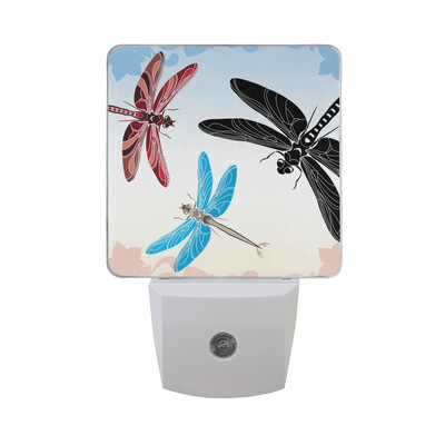 

ALAZA LED Night Light With Smart Dusk To Dawn SensorWatercolor Dragonfly Plug In Night Light