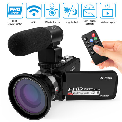 

Andoer 1080P HD WiFi Digital Video Camera Camcorder DV Recorder 16X Zoom 30" LCD Touchscreen IR Night Vision with Hot Shoe Mount