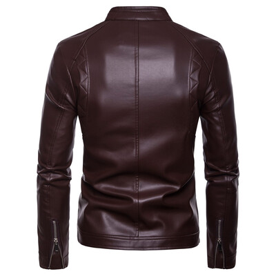 

AOWOFS Europe code 2018 foreign trade mens motorcycle multi-zipper printed leather punk Harley leather jacket B035