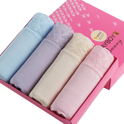 

【Jingdong Supermarket】 Playboy Ladies Underwear Women's Triangle Underwear Sexy Lace Holder Belt Four Piece Mixing 155/80 (M)