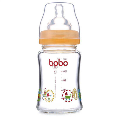 

Lebo bobo newborn baby wide mouth glass bottle 160ml orange