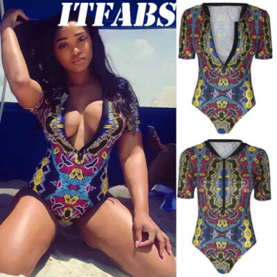 

ITFABS Womens Push up One piece Monokini Padded Bikini Set Swimwear Bathingsuit