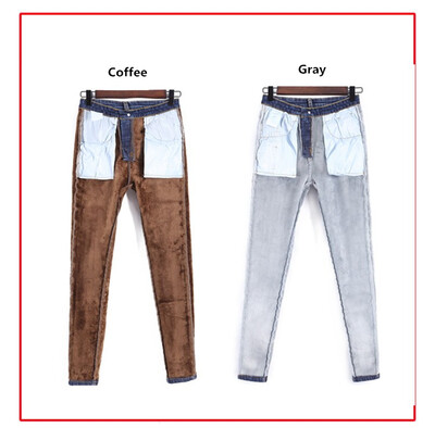 

2018 velvet thickening good quality velvet jeans women add velvet thickening warm high-waist elastic jeans women