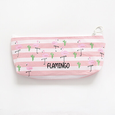 

Kawaii Cute Pink Flamingo Canvas Pencil Case Storage Organizer Pen Bags Pouch Pencil Bag School Supply Stationery