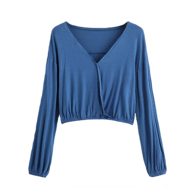 

Autumn modle V long sleeved short T-shirt